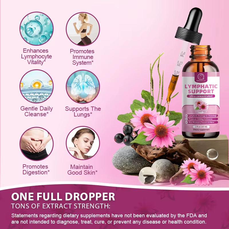 Lymphatic Health Supplements 100Mg Premium Echinacea Extract Lymphatic Drainage & Cleansing Supports Lungs Health